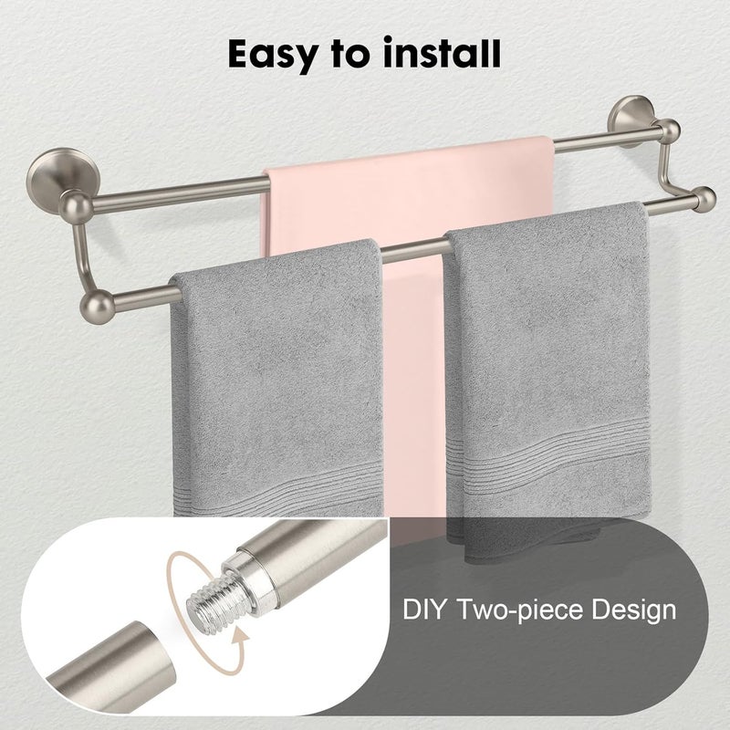 Ntipox Antique Bathroom Double-Towel Bar Brushed Nickel, 24 Inch Towel Racks for Bathroom Wall Mounted,Bathroom Accessories Towel Holder,Bathroom TwoTowel Rod Hanger - Image 4